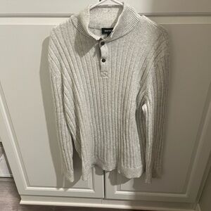 Express Men's Ribbed Turtleneck Pullover Sweater - Light Gray